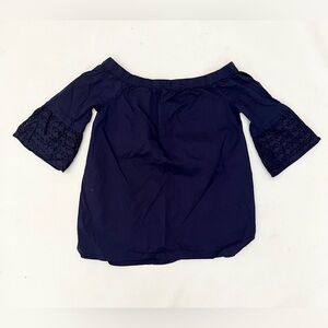 Motherhood Maternity Navy Eyelet sleeve Off-Shoulder Top size small
